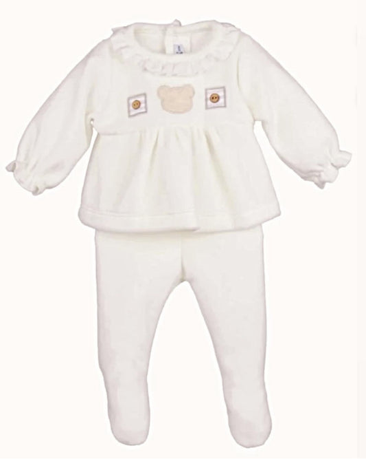 Calamaro Cream Velour Teddy Two Piece Set